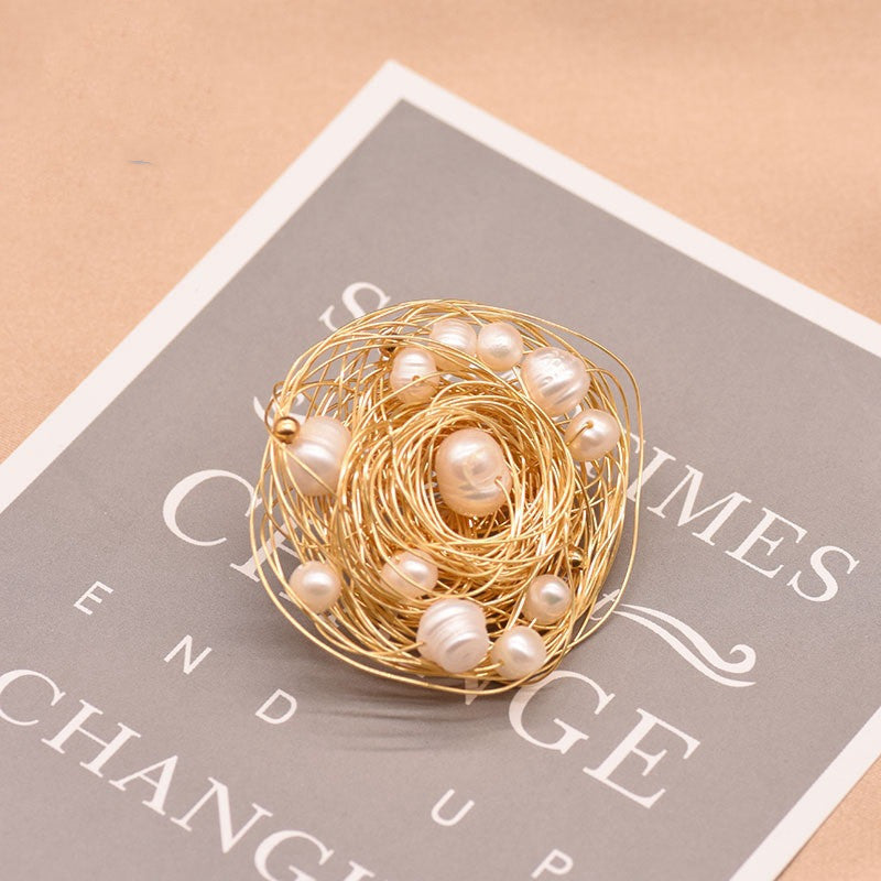 Freshwater Pearl Flower Brooch Anti-glare