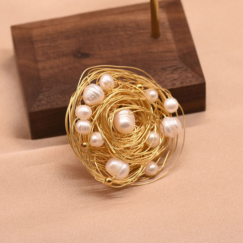 Freshwater Pearl Flower Brooch Anti-glare