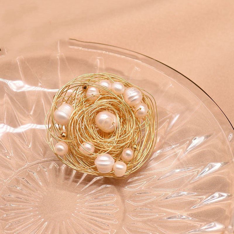 Freshwater Pearl Flower Brooch Anti-glare