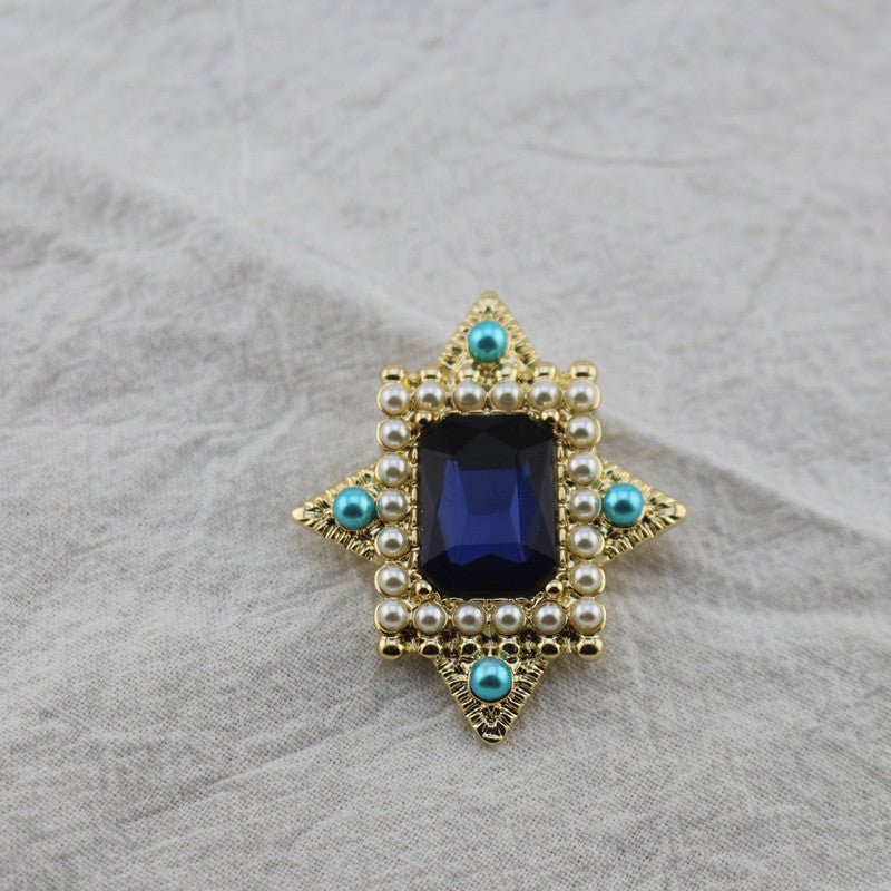Fashion Antique Sapphire Pearl Brooch Ear Clip