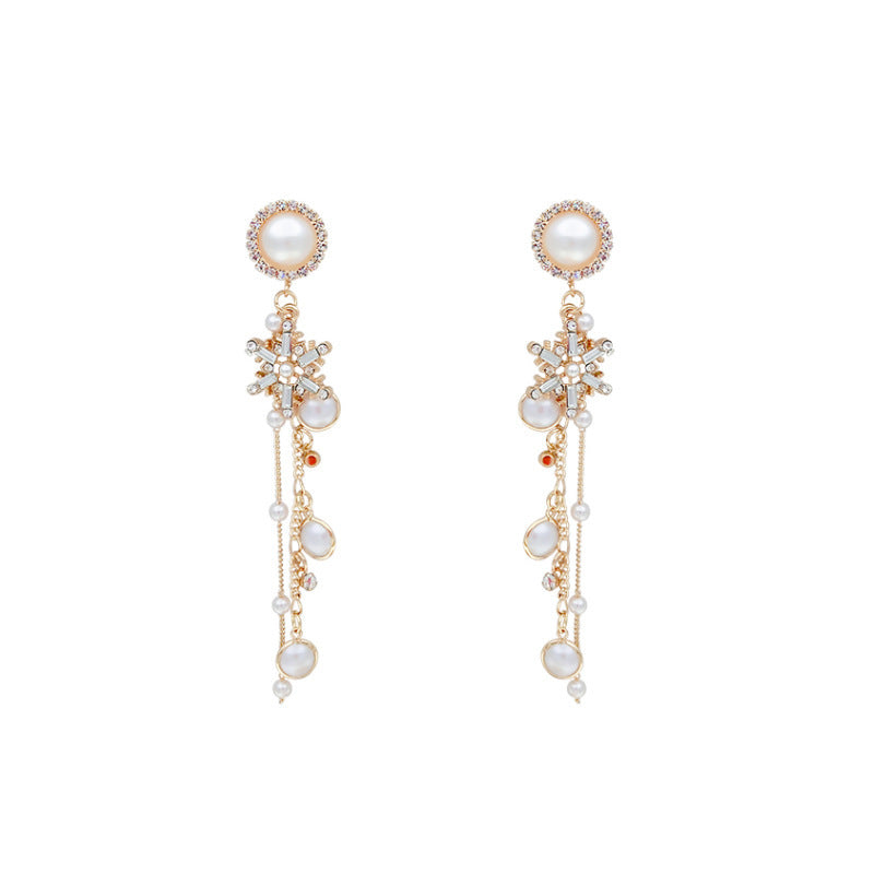Long pearl earrings