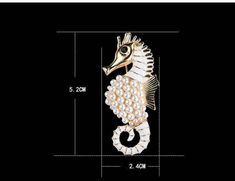 High-end pearl and diamond seahorse brooch