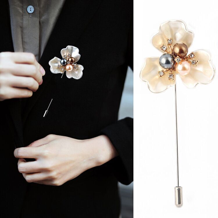 Pearl Monogram Rose Brooch Flower