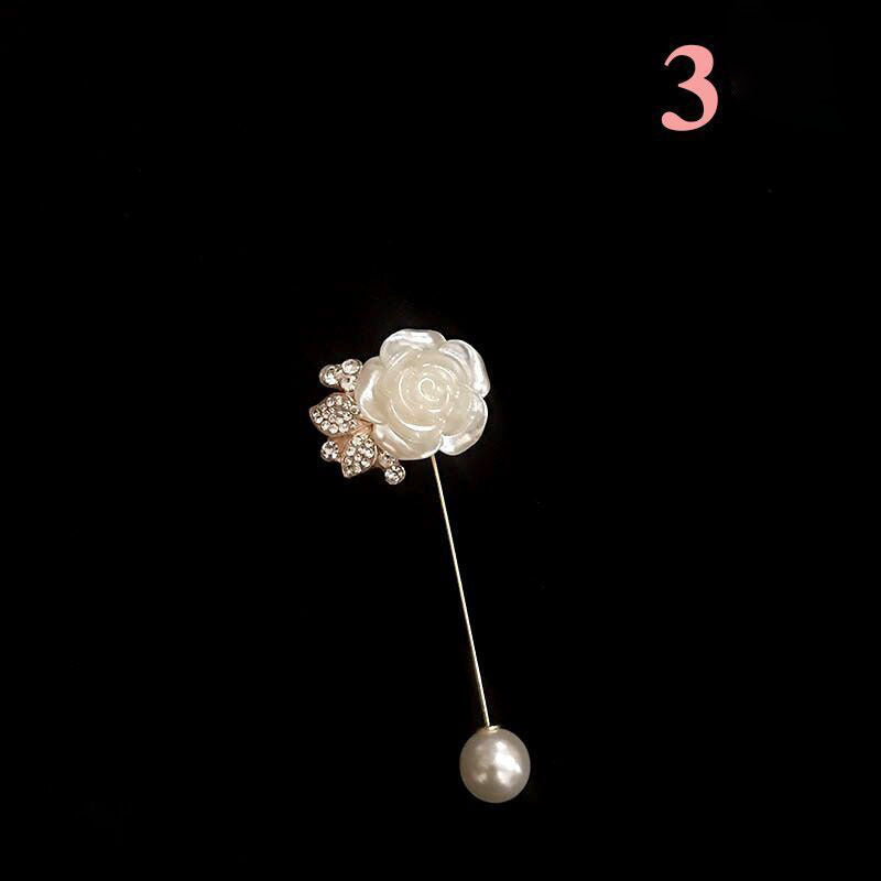 Pearl Monogram Rose Brooch Flower