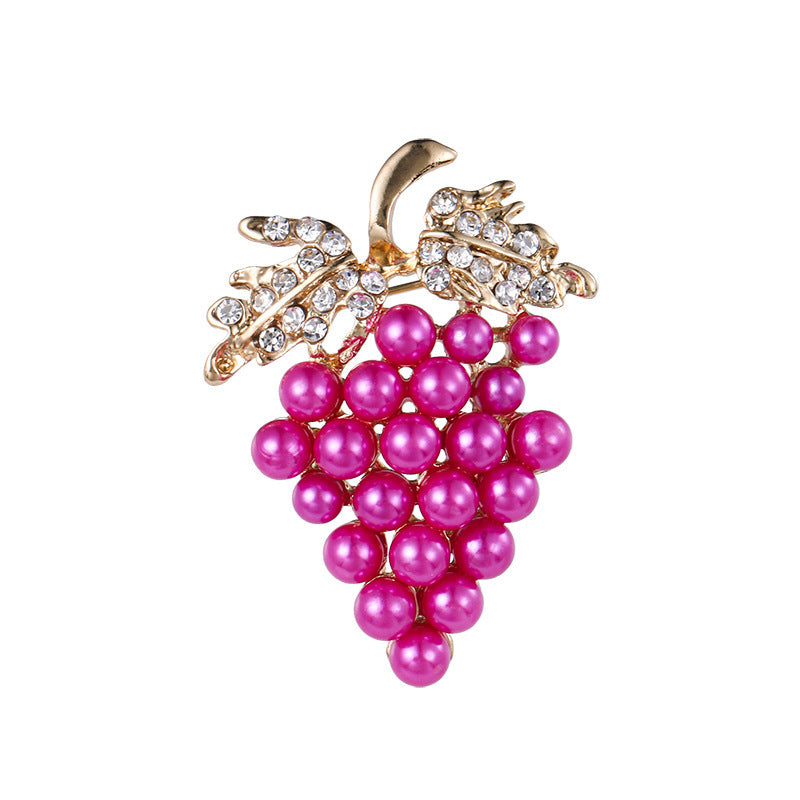 Fashion Crystal Grape Pearl Brooch
