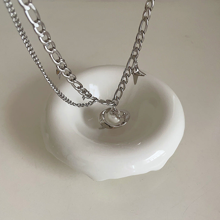 Design Sense Niche Retro Personality All Match Graceful And Fashionable Fairy Pearl Planet Necklace For Women