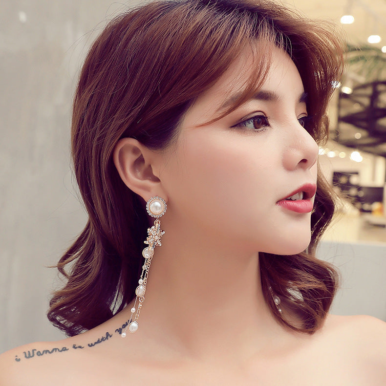 Long pearl earrings