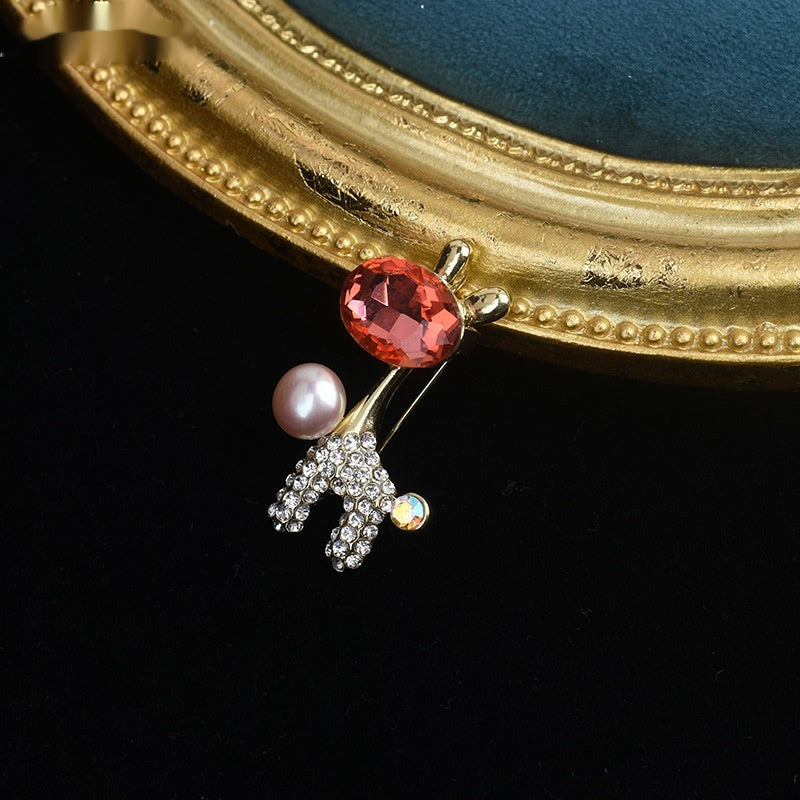 Pearl Brooch High-end Simple Vintage Corsage Pin Pearl Ornament