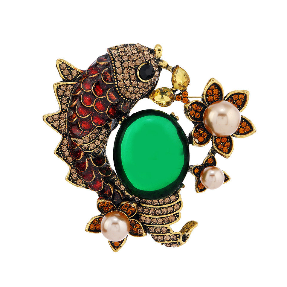 Pearl Suit Animal Brooch Middle Fashion
