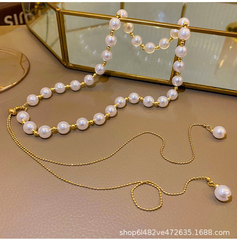Online Influencer Cute Pearl Necklace For Women Ins Niche Design Temperament Clavicle Chain European And American Fashion Jewelry