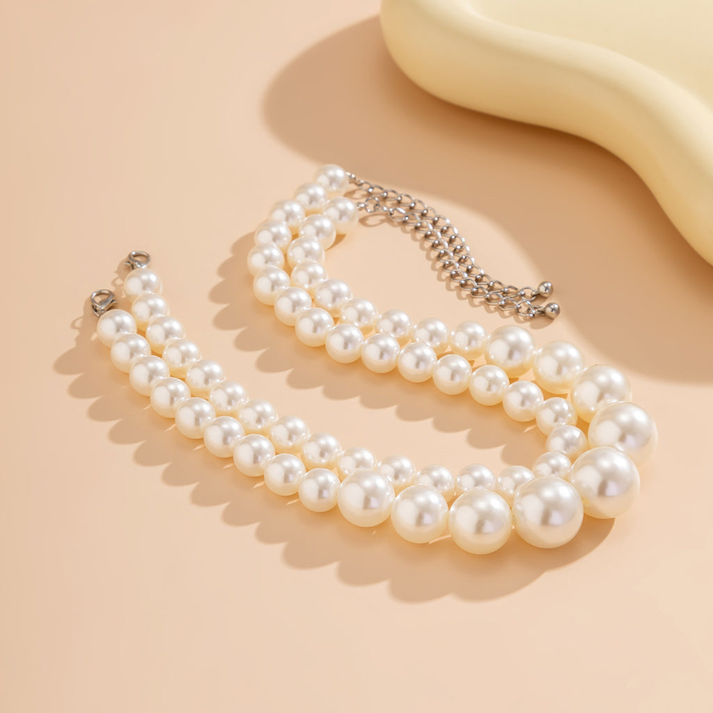 Exaggerated Big Pearl Grace Choker All-match Clavicle Chain Multi-layer Beaded Necklace For Women